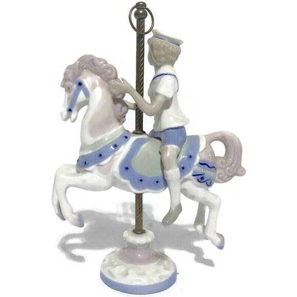 Paul Sebastian Sailor Child On Merry Go Round Horse Figurine 8.5" Vintage 1990 - Picture 3 of 10